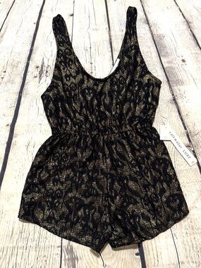Saltwater LUXE Black and Gold Metallic Sheer Romper